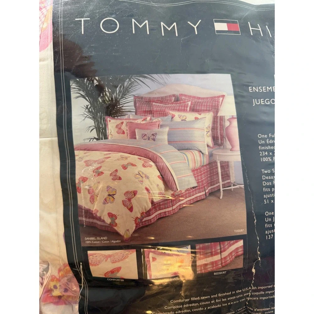 New! Tommy Hilfiger Vtg Sanibel Island Full Comforter Set 4pc Butterfly Y2K 2000